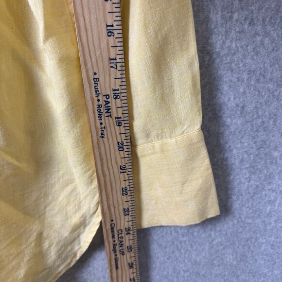 Talbots 100% Linen Button Down Shirt Women’s Medium Butter Yellow Minimalist Top - Picture 6 of 8